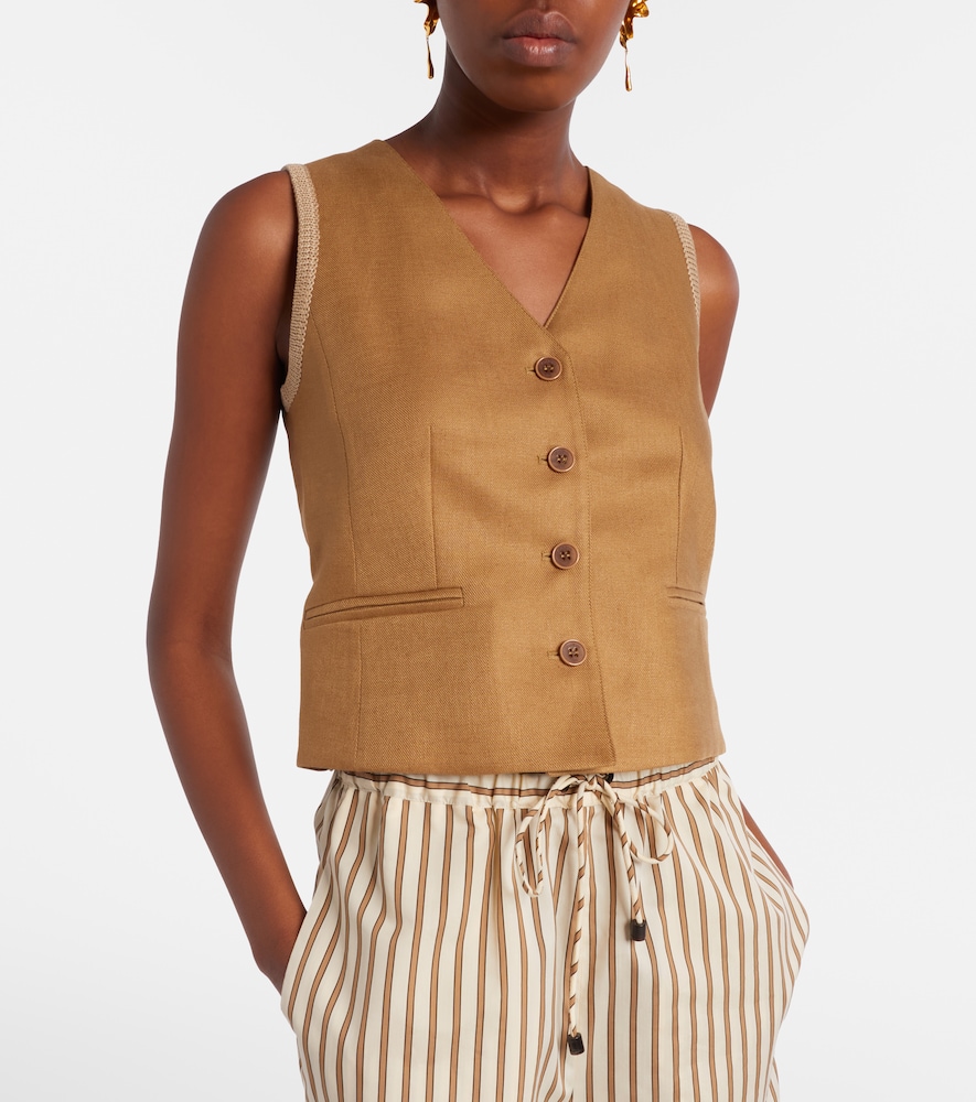 Calibri cable-knit linen vest