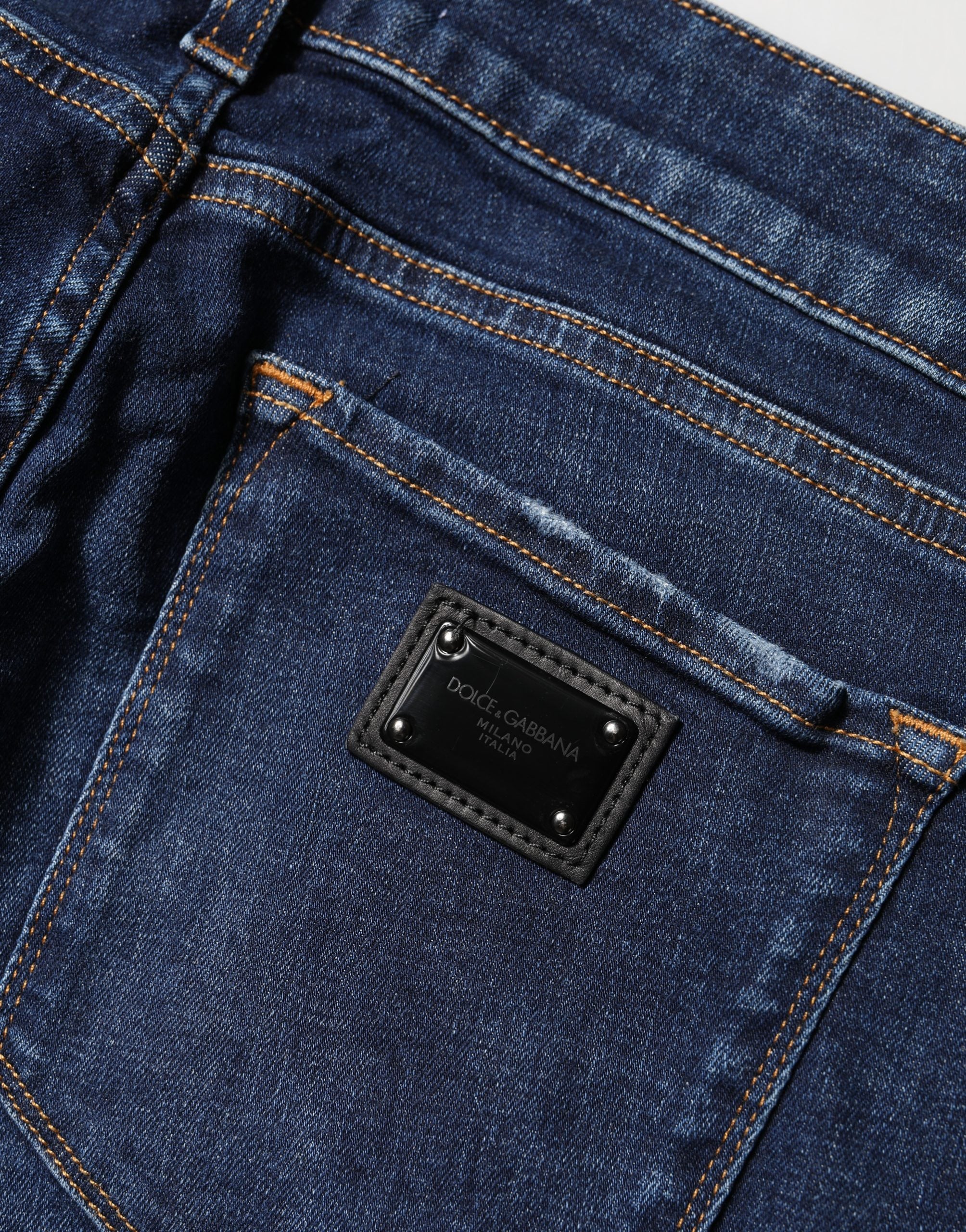 Distressed Skinny Denim Jeans — Blue