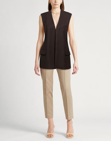 Chocolat Woman Tailored Vest Dark brown Size 4 Polyester, Virgin Wool