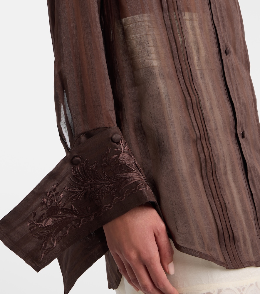 Embroidered linen and silk shirt