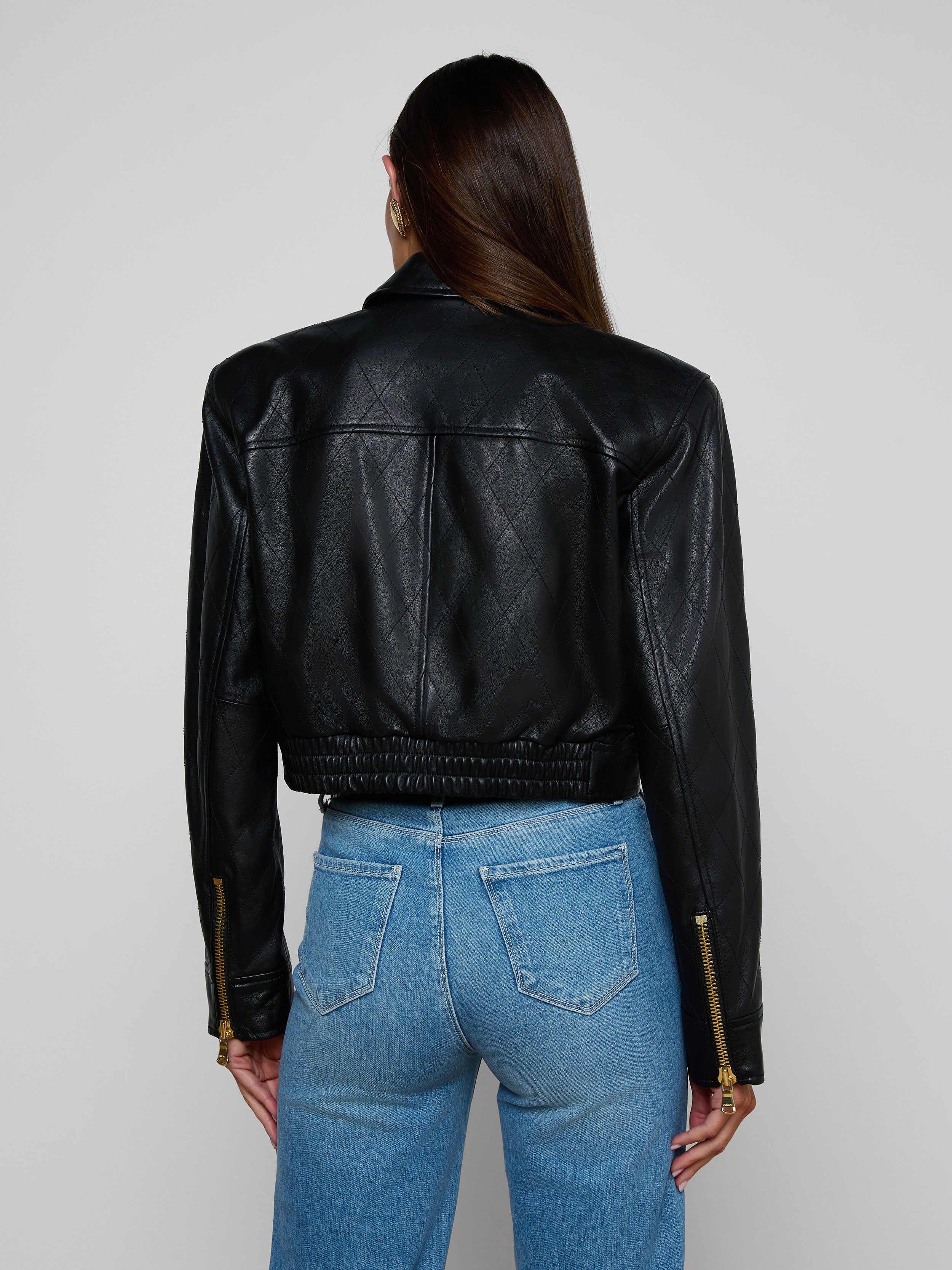 Micah Oversized Leather Jacket In Black