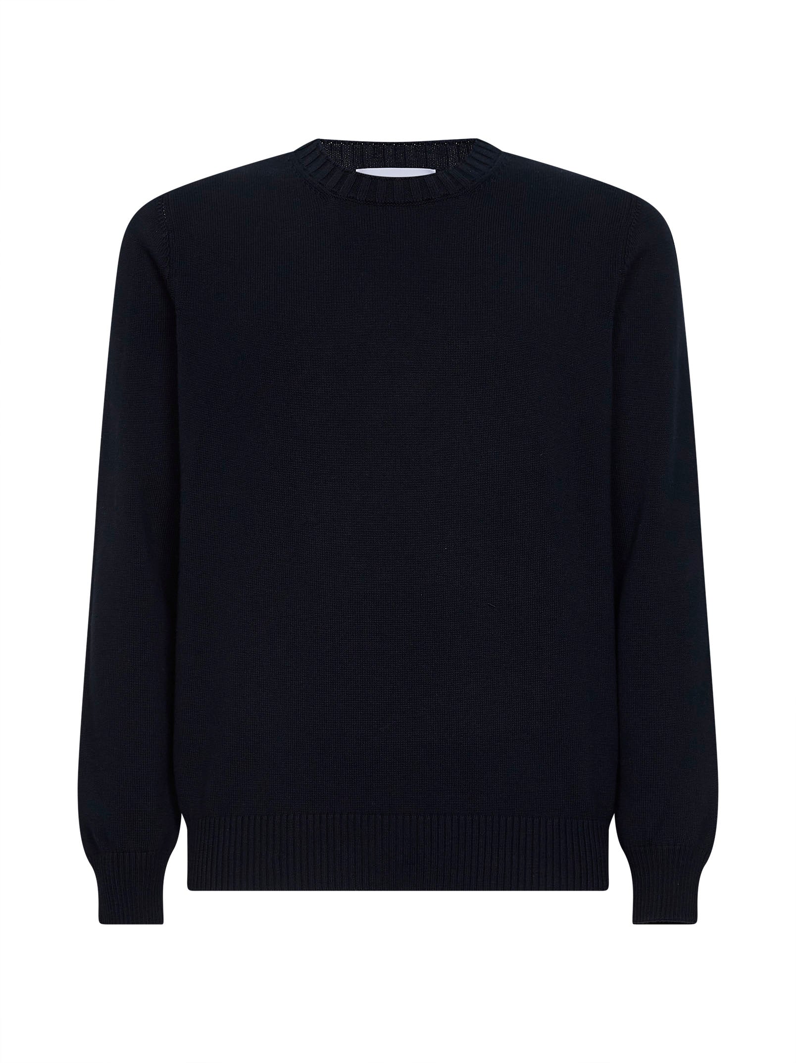 Cotton Knit Crewneck Sweater — Navy