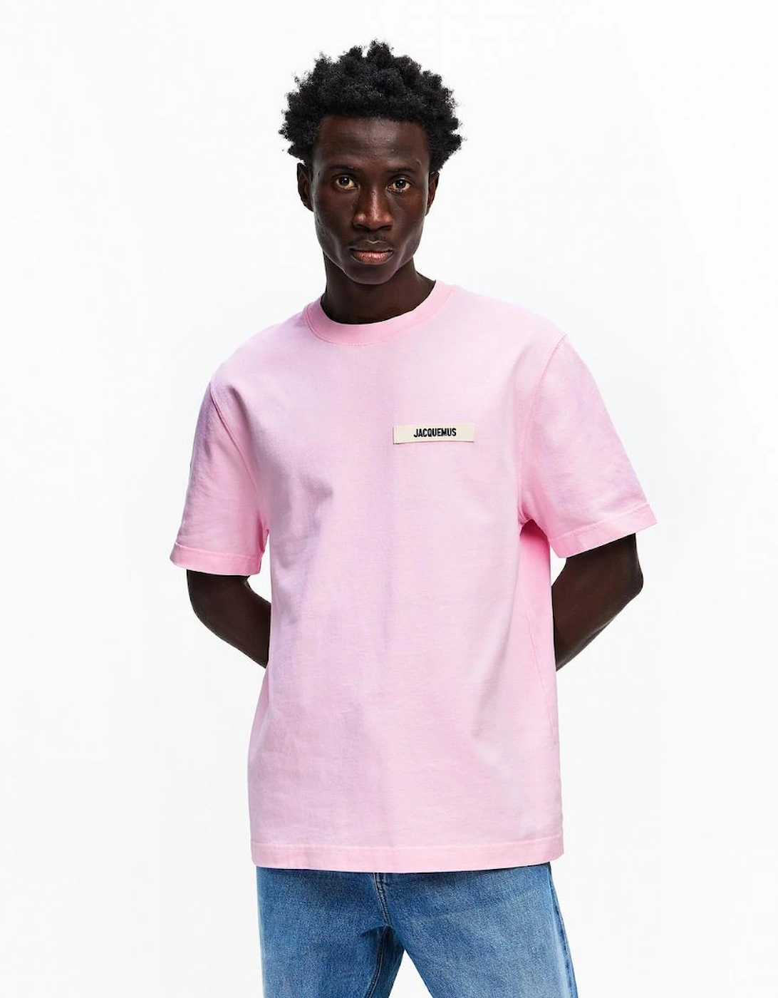 Men's Jacquemus The Gros Grain Logo T Shirt Pink