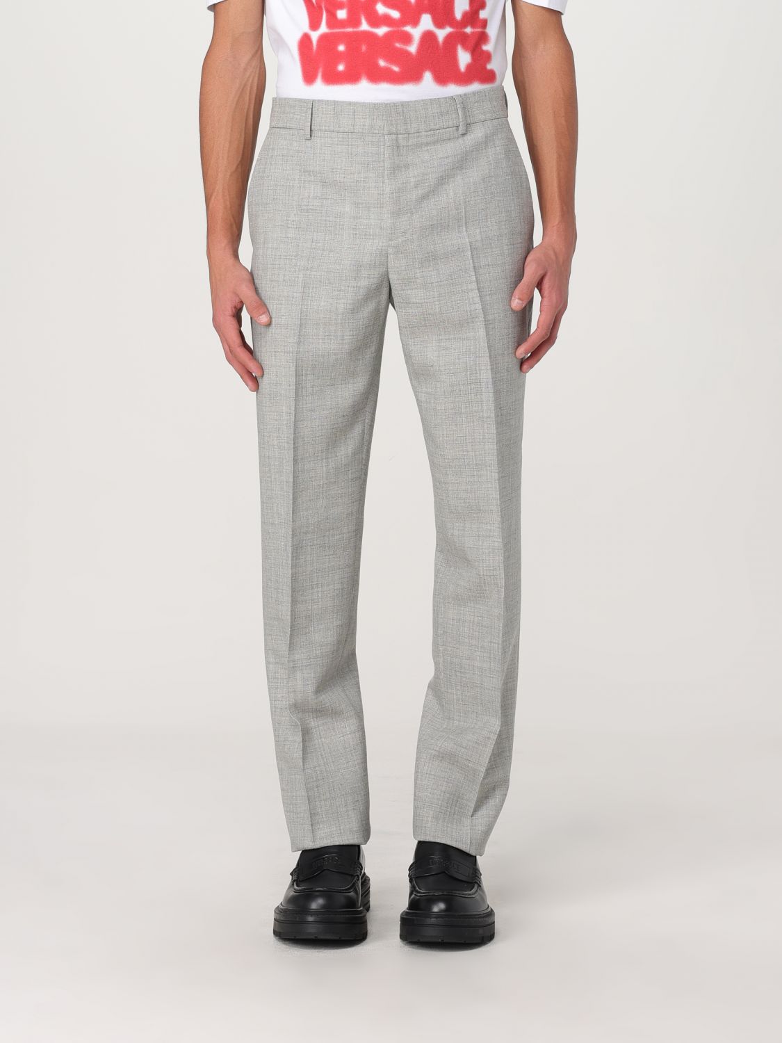 Tailored slim-cut trousers - Grey
