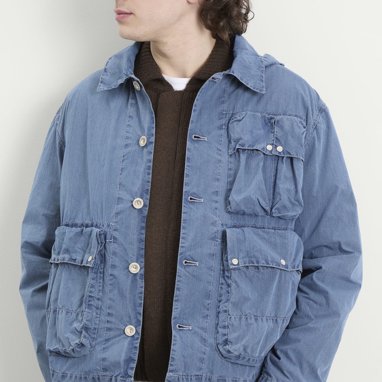 Men's 50 Fili Bleached Multi Pocket Jacket Stone Bleach