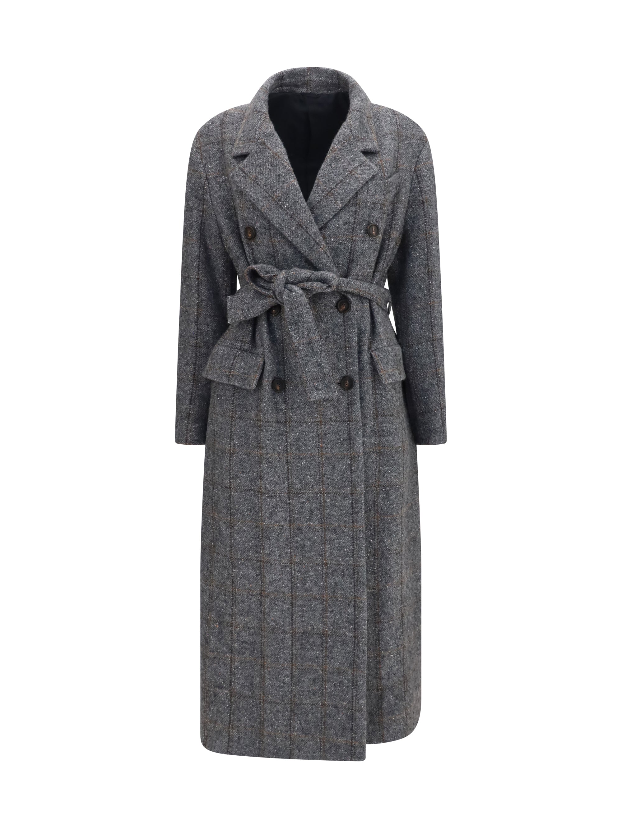 Alpaca-Blend Belted Coat — Gray