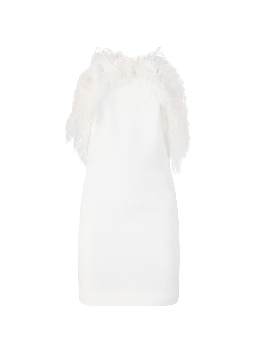 Women's Feather-Trimmed Minidress - White