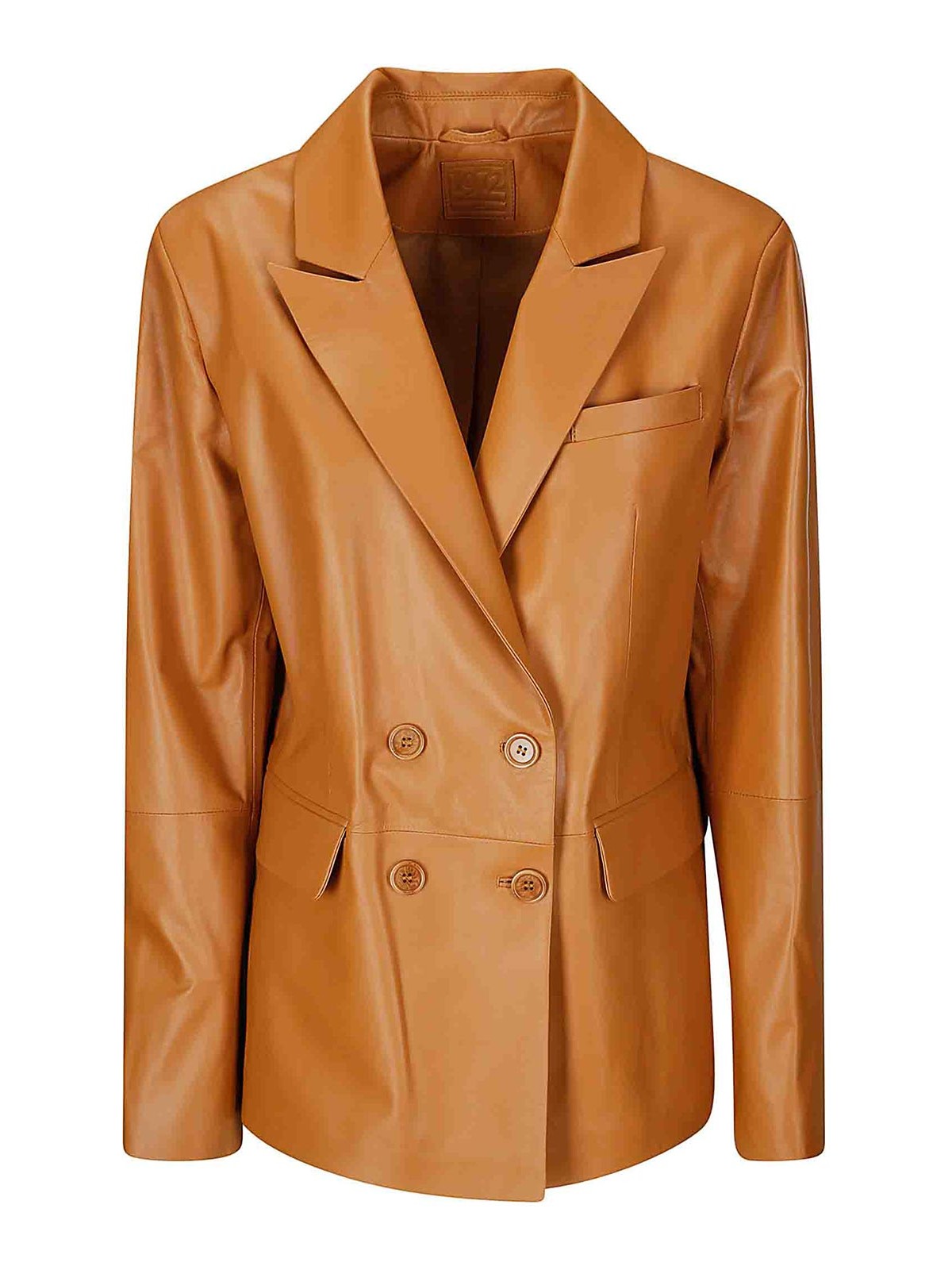 Leather Double-breasted Blazer