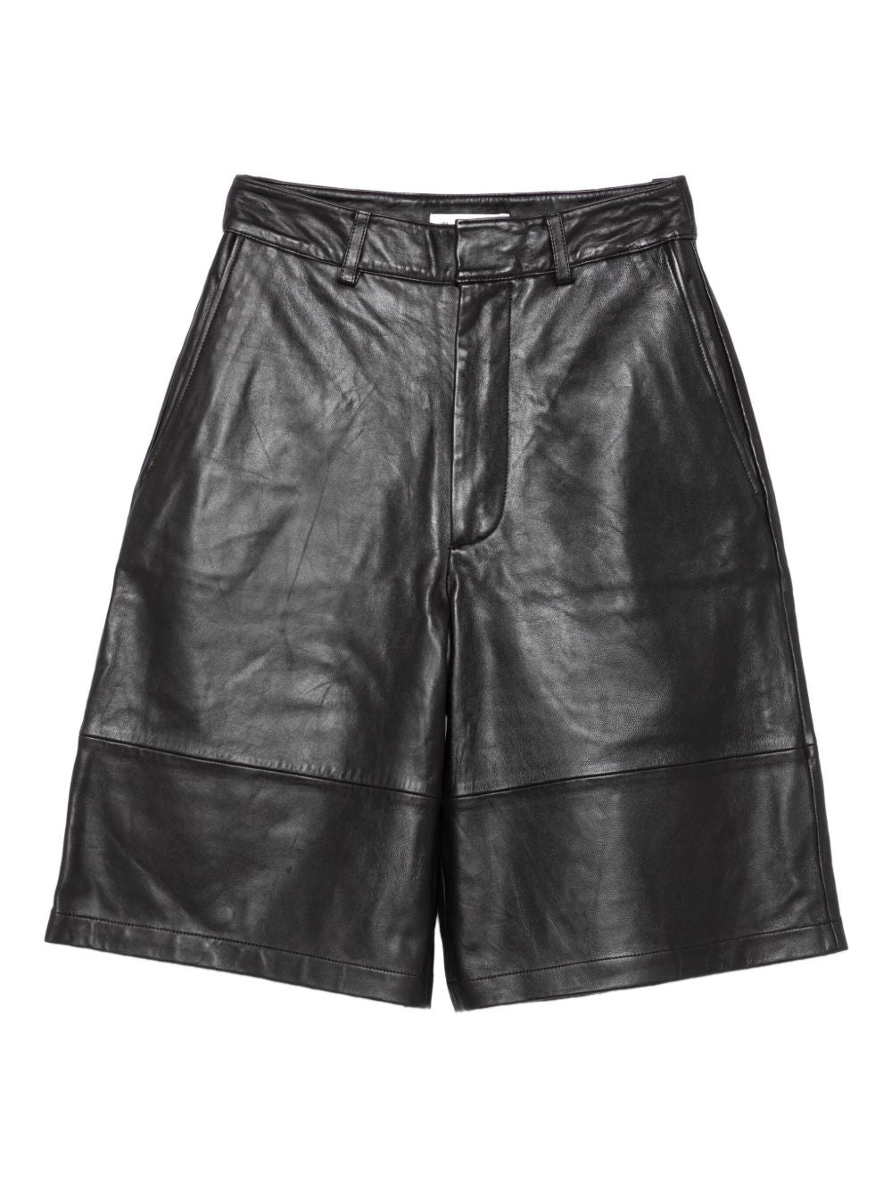 Leather Bermuda Shorts — Black