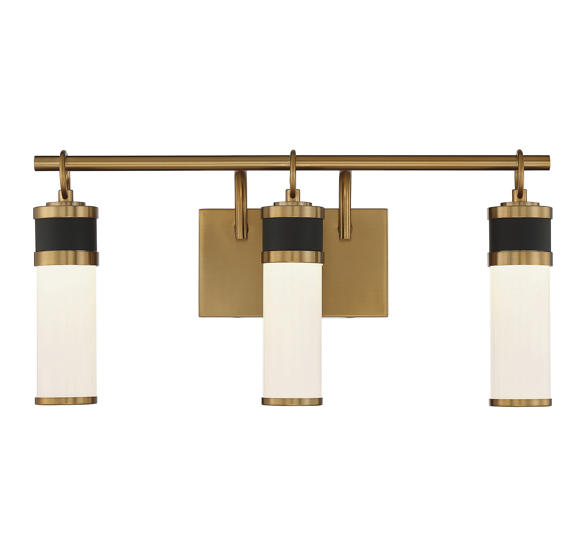 Abel 3-Light LED Bathroom Vanity Light in Matte Black with Warm Brass Accent