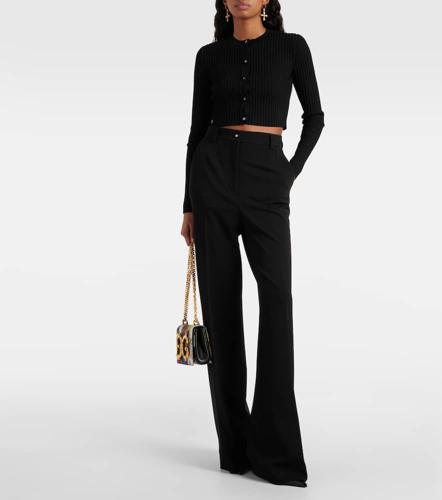 Ribbed-knit cropped cardigan