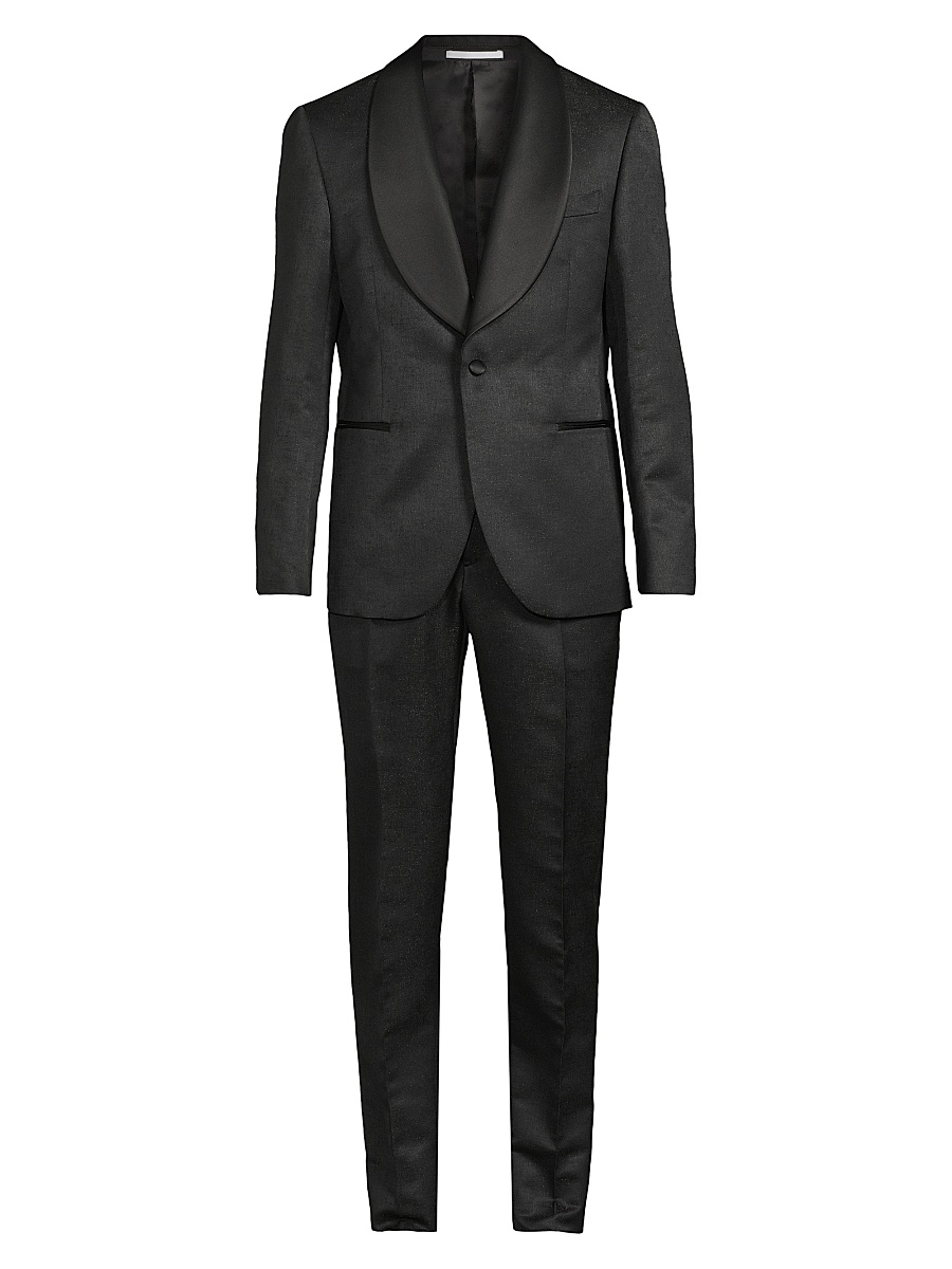 Men's Shawl Lapel Tailored Wool Tuxedo - Black