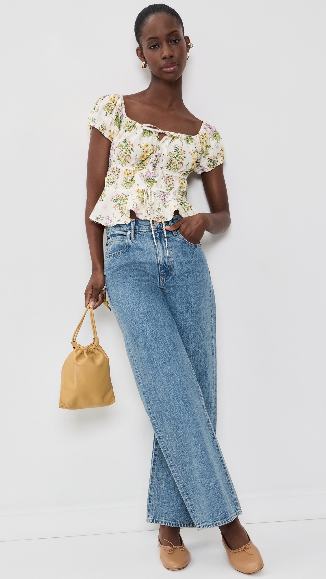 The Iris Top Small Botanical Ivory Lavender