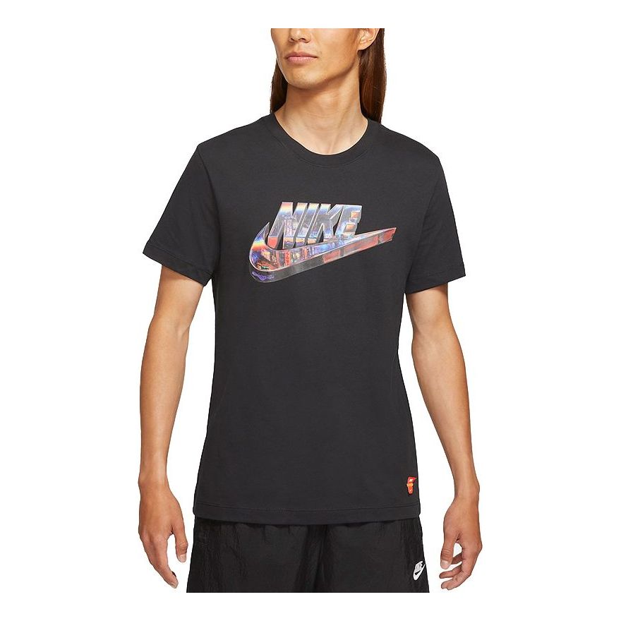 Sportswear 3D Logo Printing Sports Round Neck Short Sleeve Black