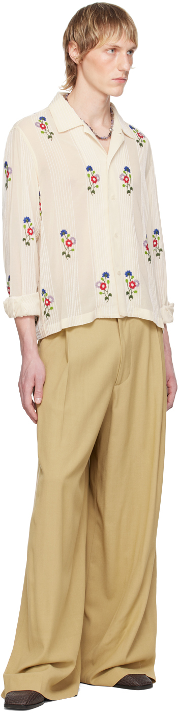 Bode Off-White Beaded Wildflower Shirt