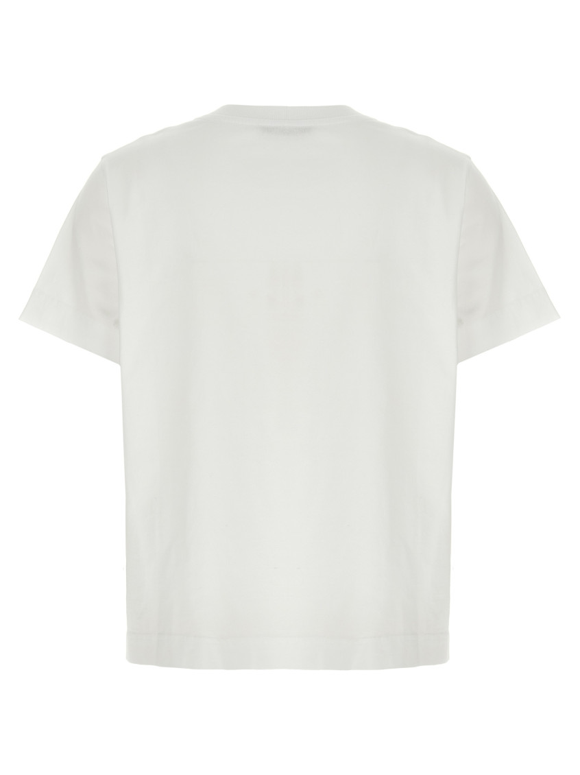 White T-shirt With Lettering Logo On The Front In Cotton Woman