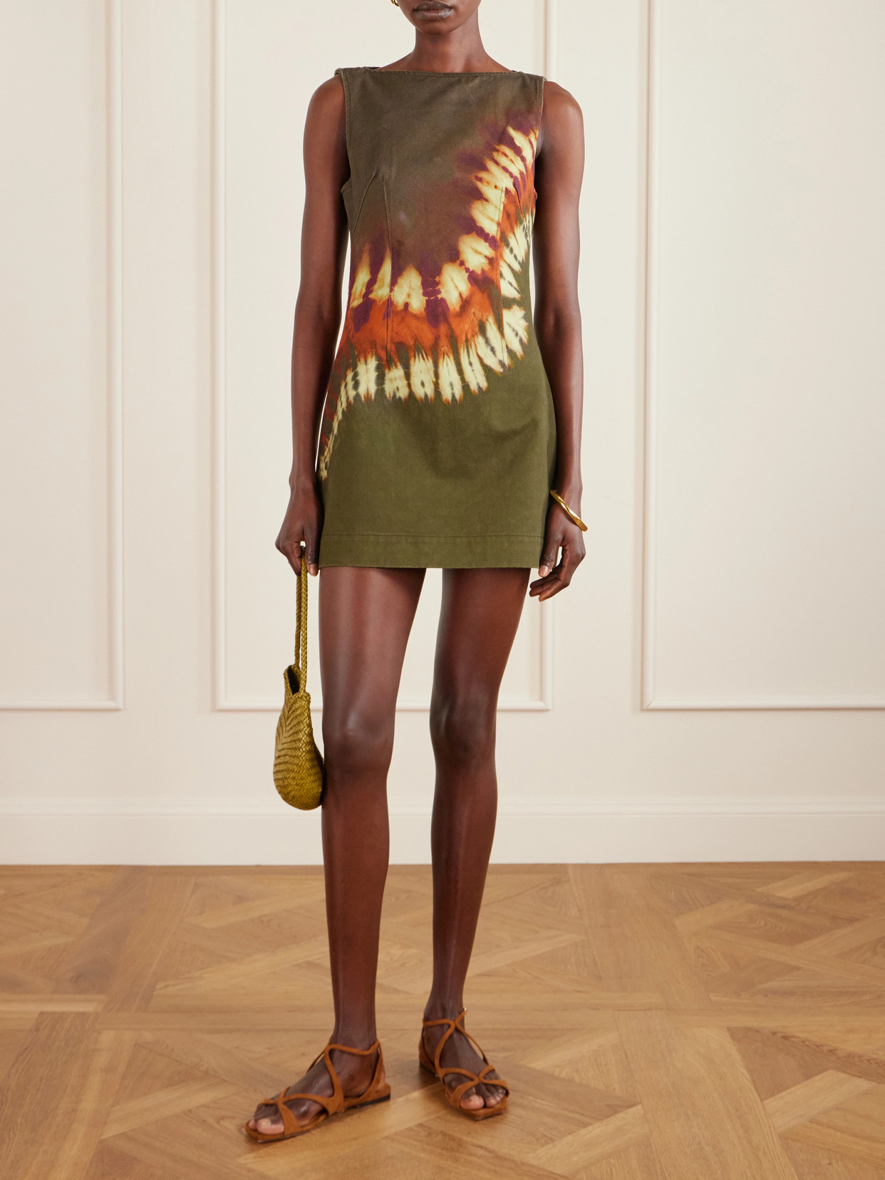 Marilyn Tie-dye Denim Mini Dress - Green