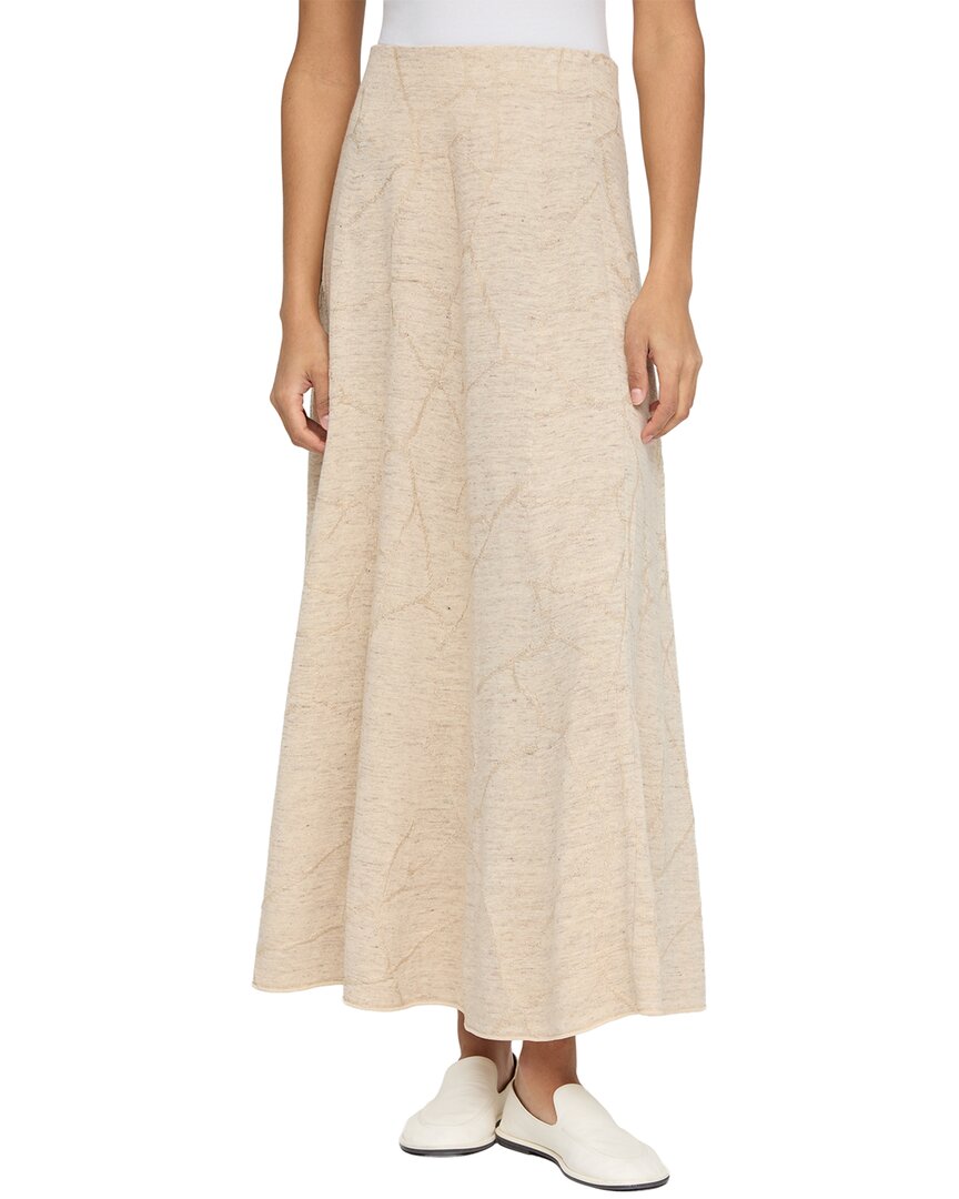 Jacquard Pull On Linen-Blend Skirt