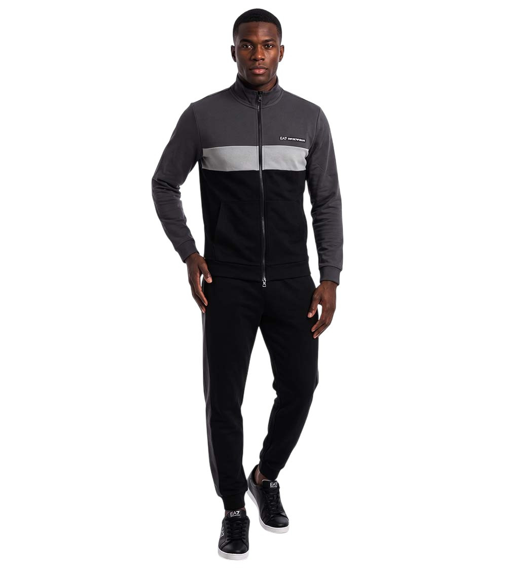 Black Cotton Color Block Tracksuit