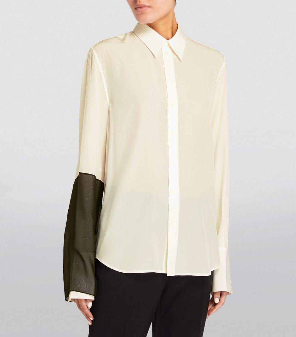 Silk Contrast-Sleeve Shirt