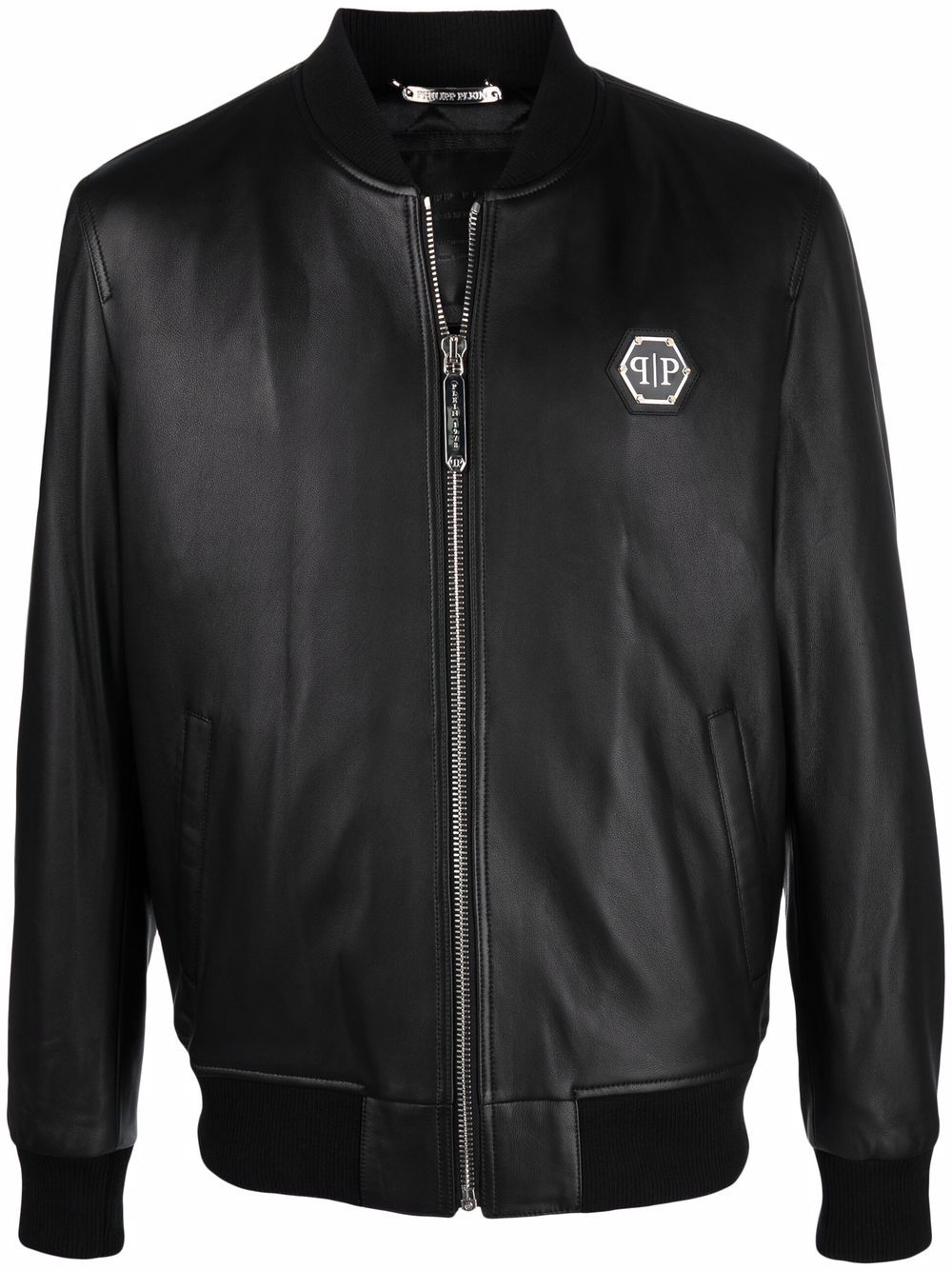 Logo zipped bomber jacket - Black