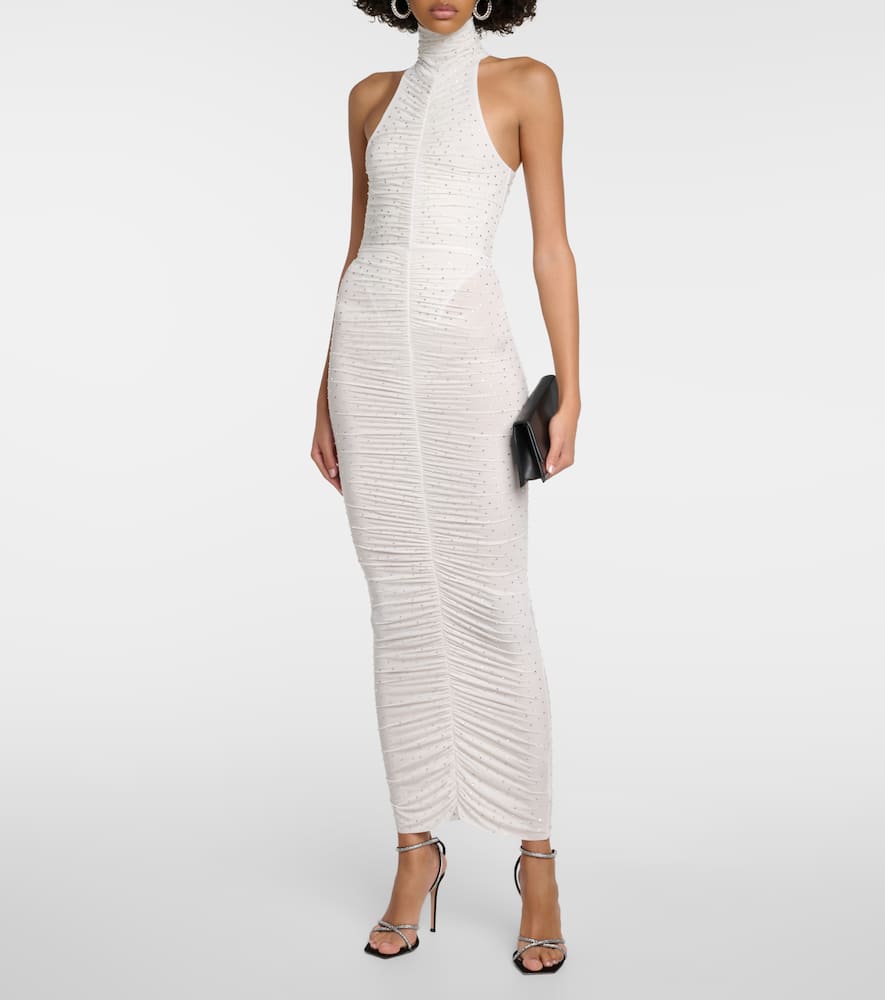 Alex Perry Crystal-embellished ruched maxi dress