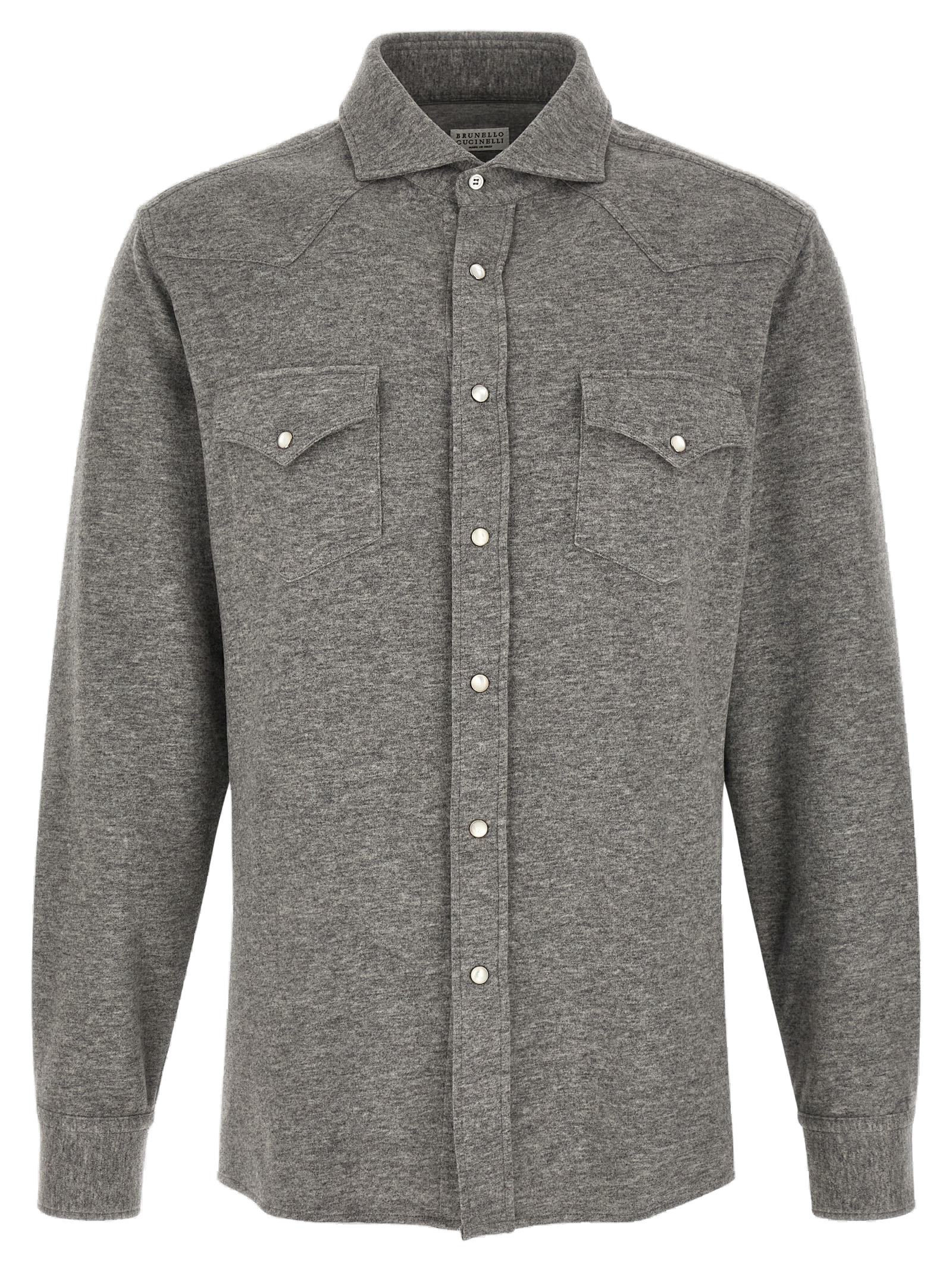Cashmere-Cotton Mélange Shirt — Gray