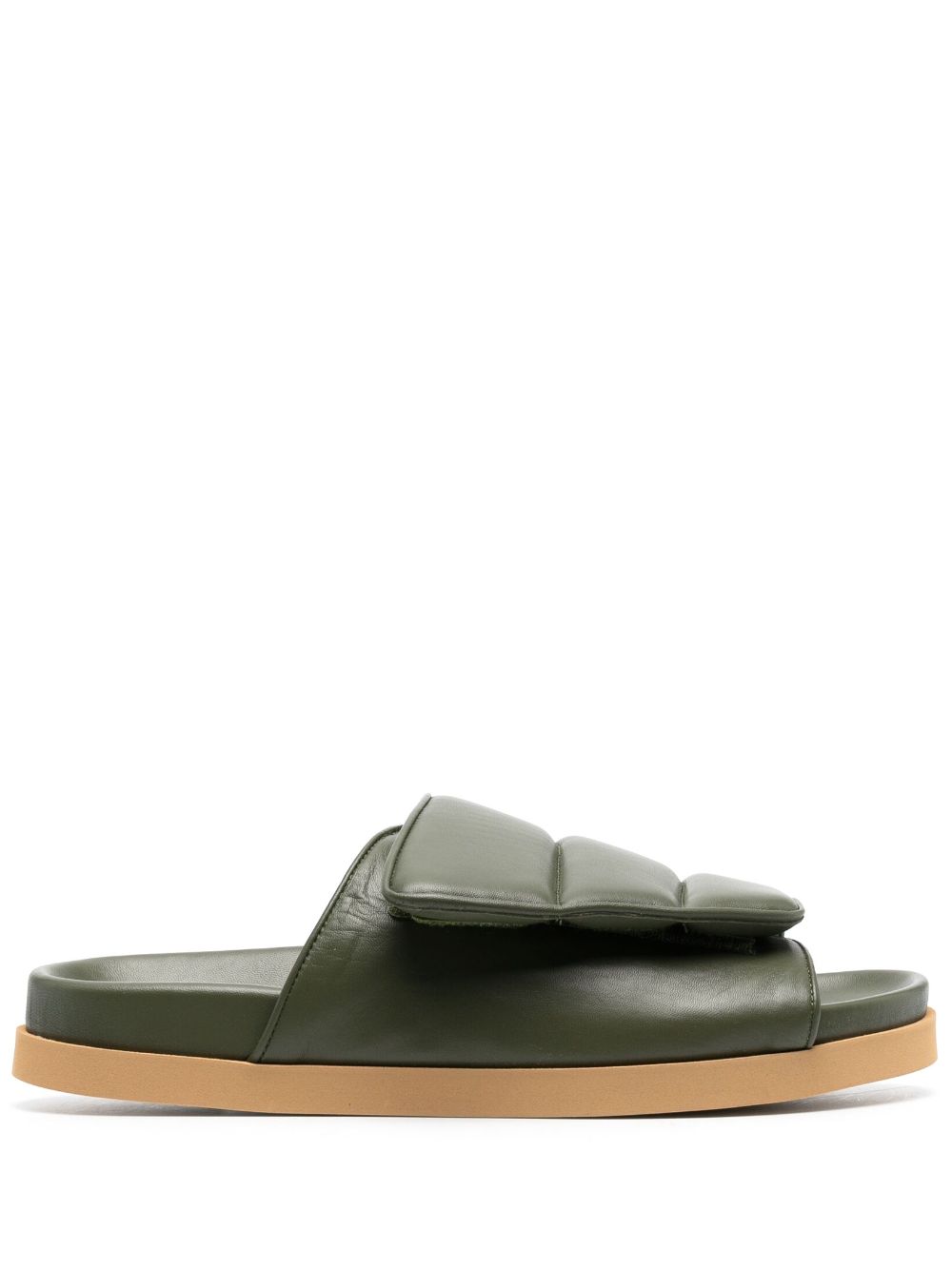 Open-toe padded slides - Green