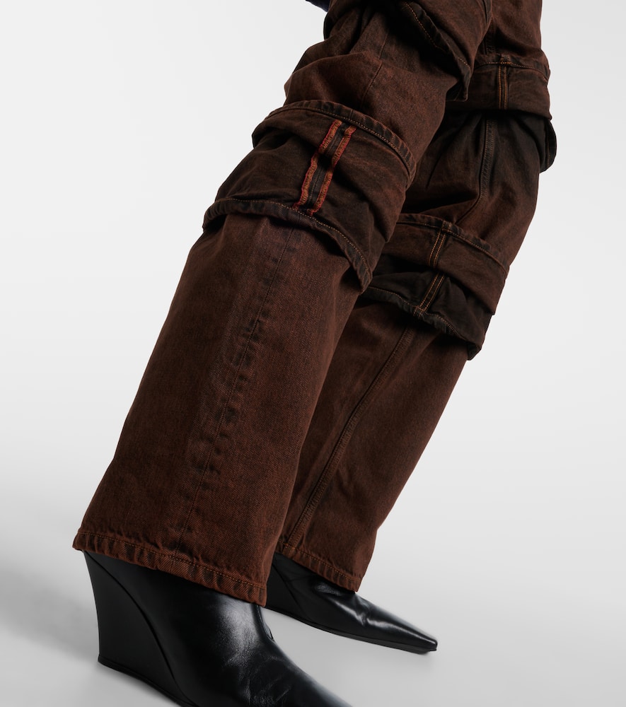 Layered high-rise wide-leg jeans