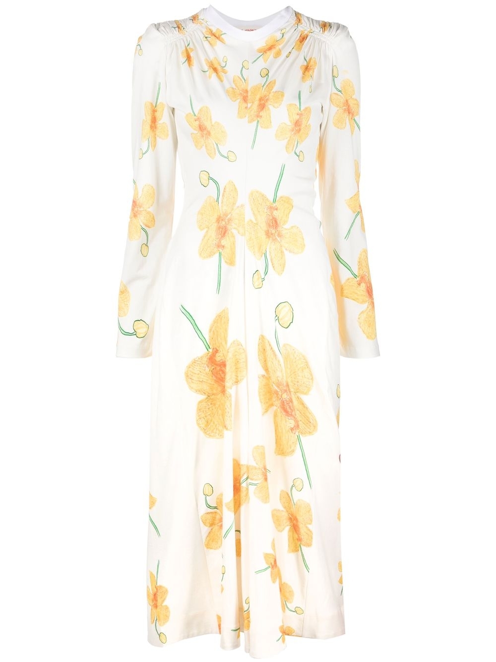 All-over floral-print midi dress - White