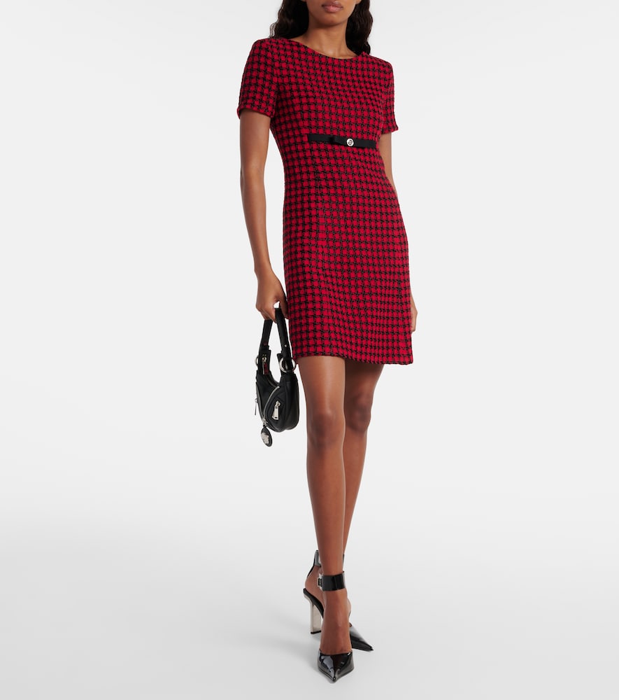 Checked wool-blend tweed mini dress