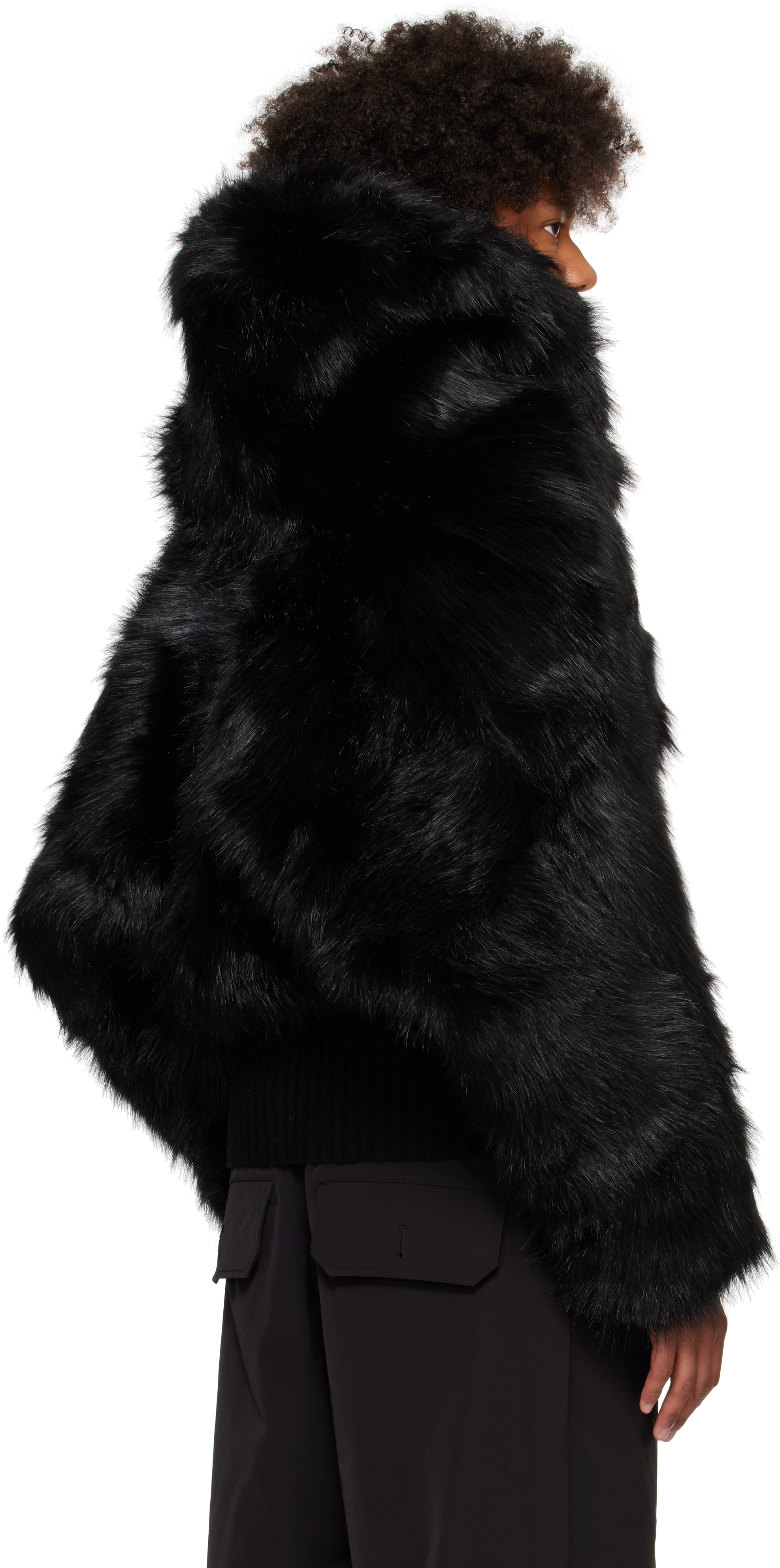 Entire Studios Black Vicinity Crop Faux-Fur Jacket