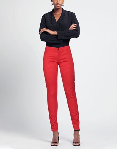 Woman Pants Red Size 32 Cotton, Elastane