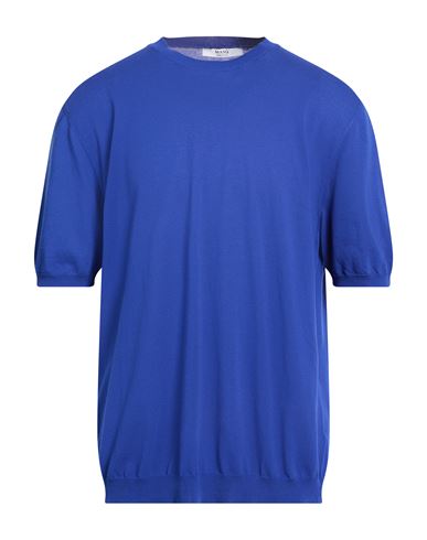 Man Sweater Bright blue Size 48 Cotton