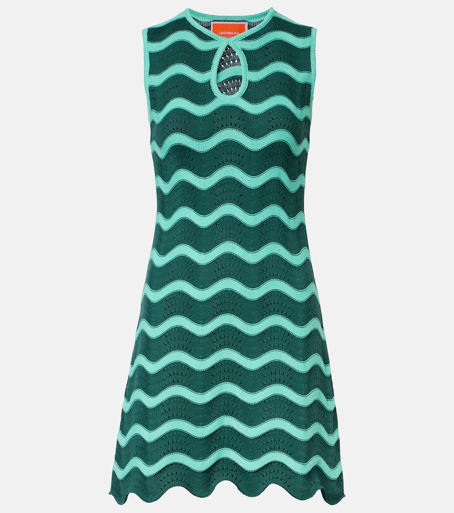 Wavy crochet keyhole cotton minidress