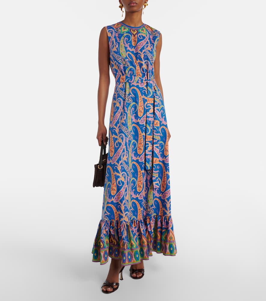 Paisley cotton-blend midi dress