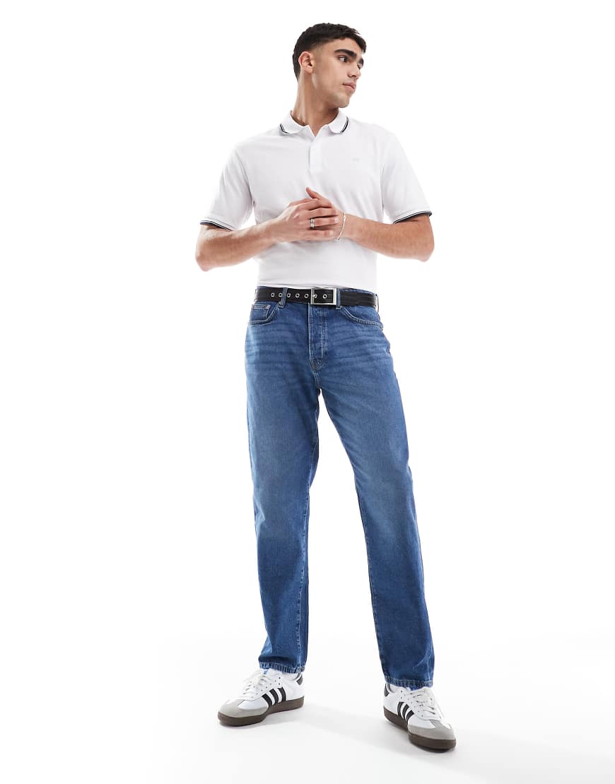 Tipped pique polo in white