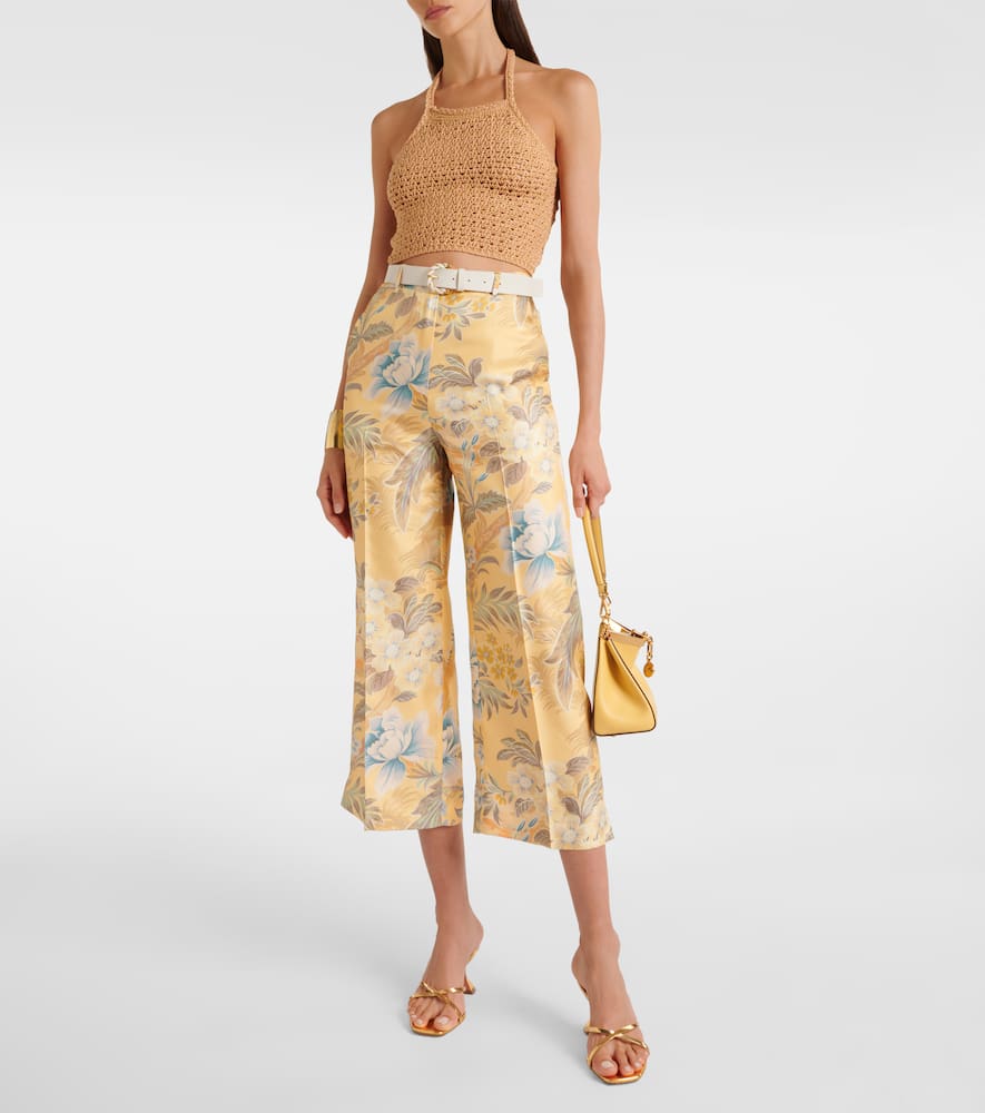 Printed silk wide-leg pants