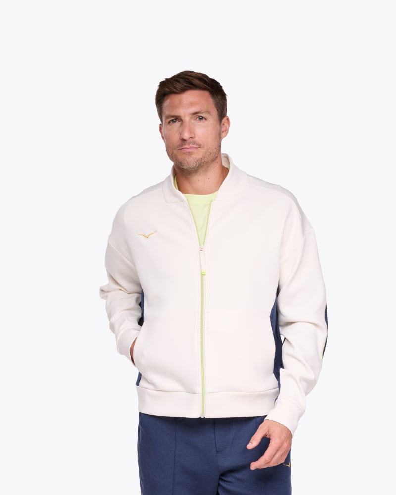 HOKA Men's Kaitoro Knit Jacket in Alabaster/Varsity Navy