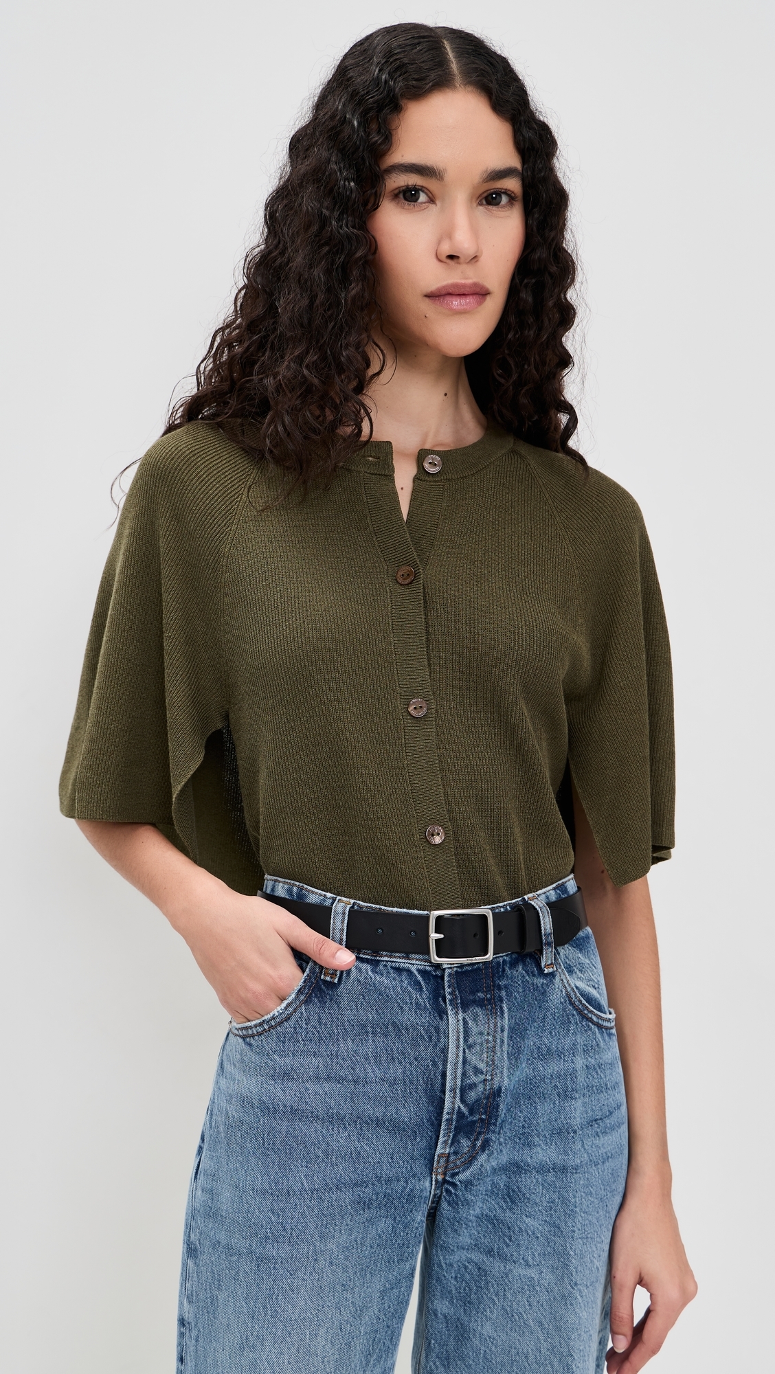 The Flounce Sweater Military Green
