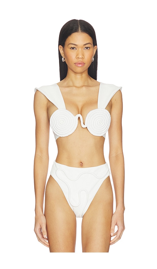 Nau Bikinis Athens Wide Strap Bikini Top in White. - M also in