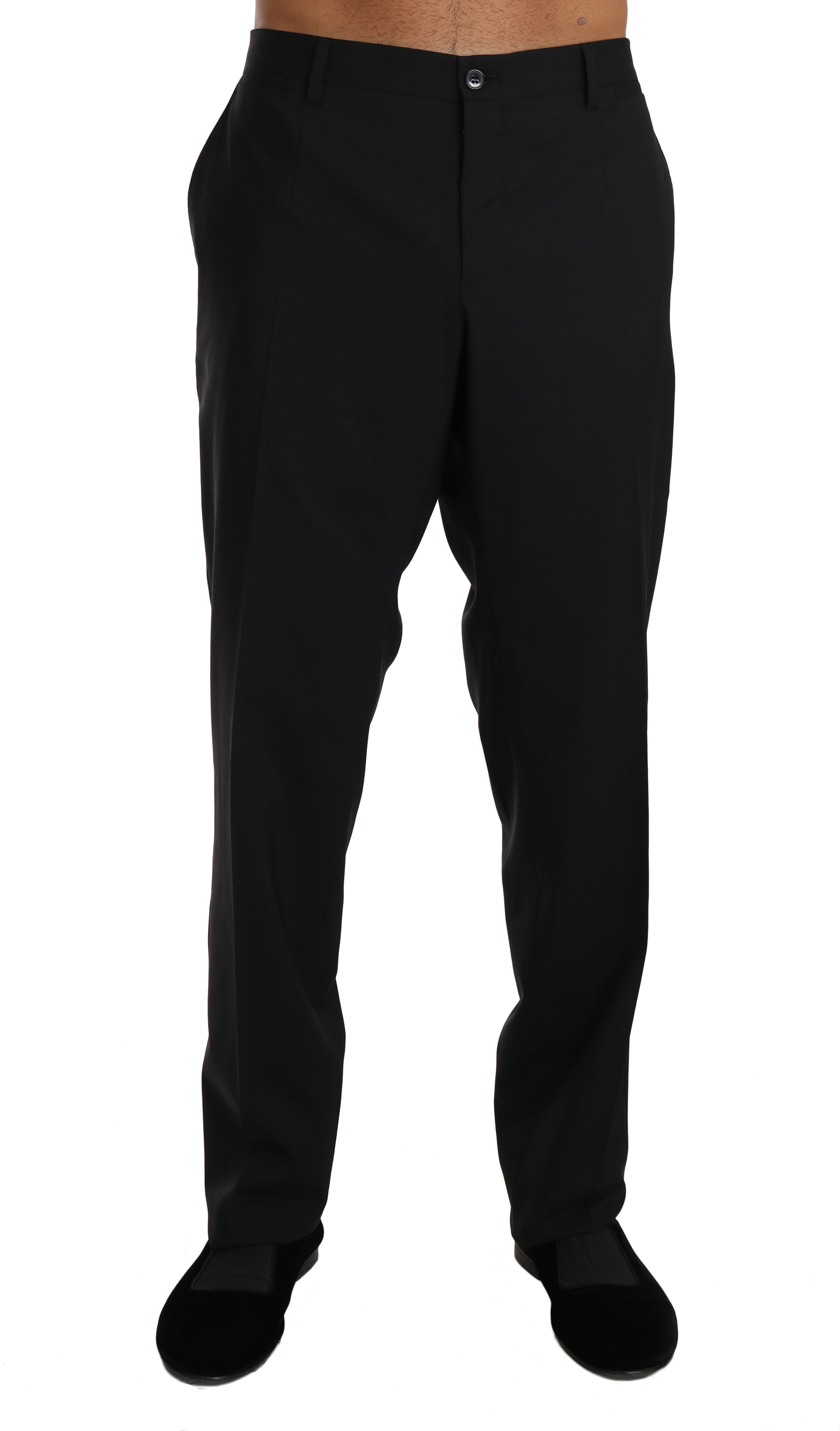 Wool Stretch Formal Trousers — Black