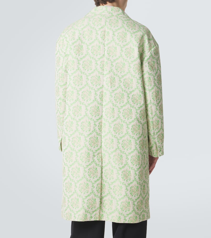Floral cotton-blend jacquard coat