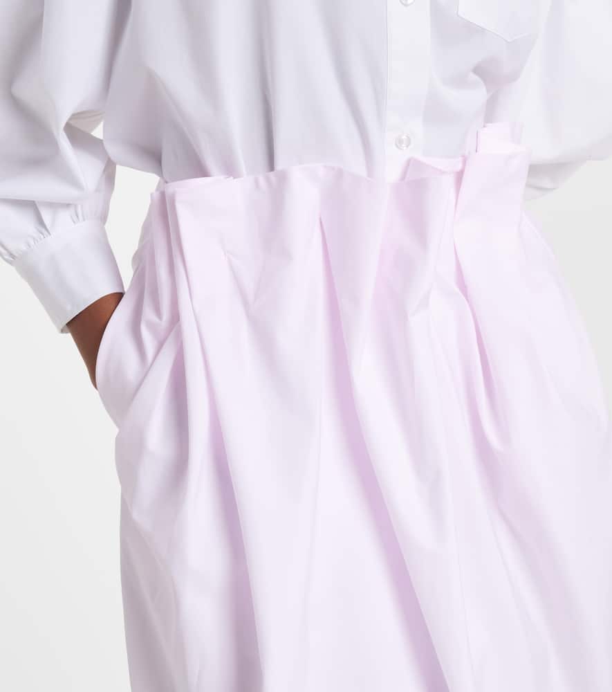 Pleated cotton pencil skirt