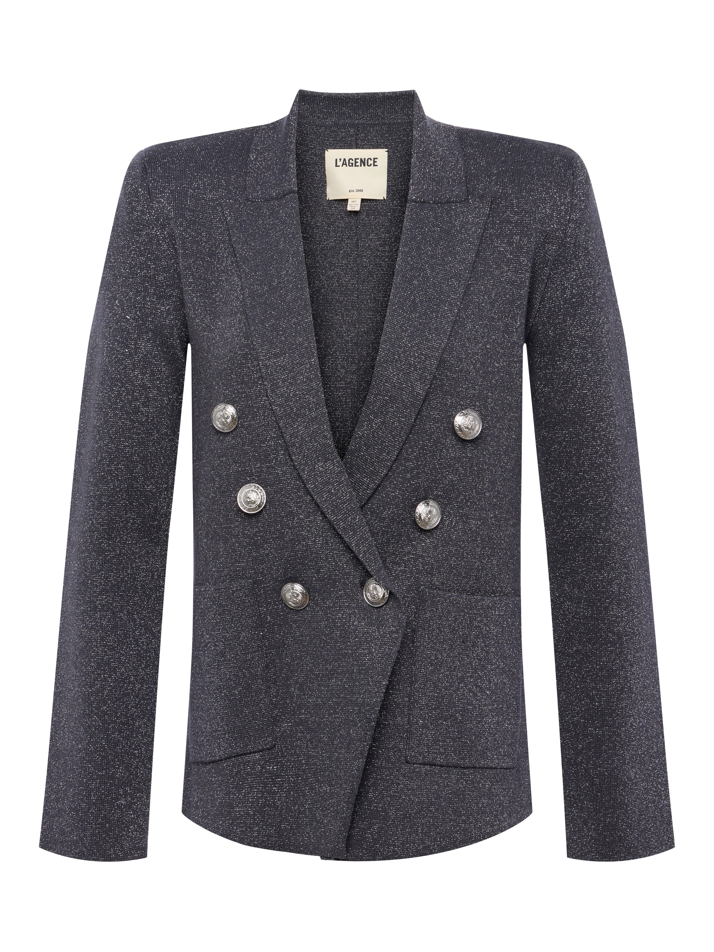 Kenzie Metallic Knit Blazer In Dark Shadow/Silver