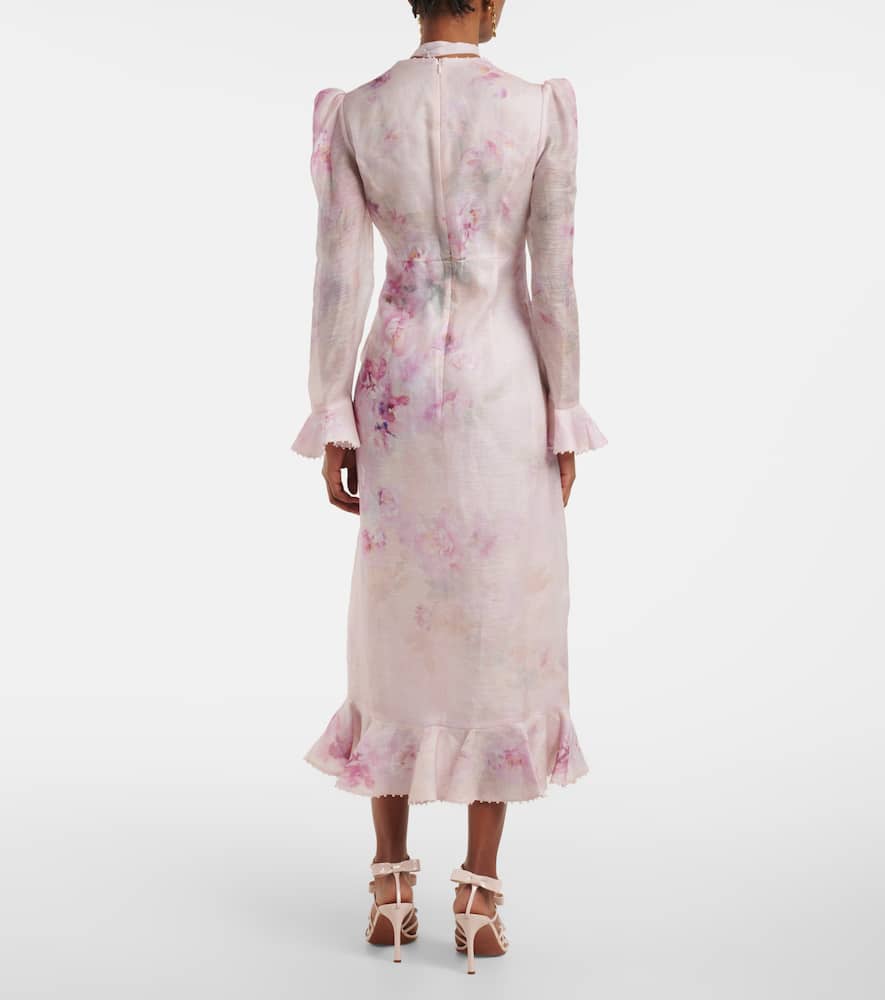 Midikleid Crush aus Leinen und Seide