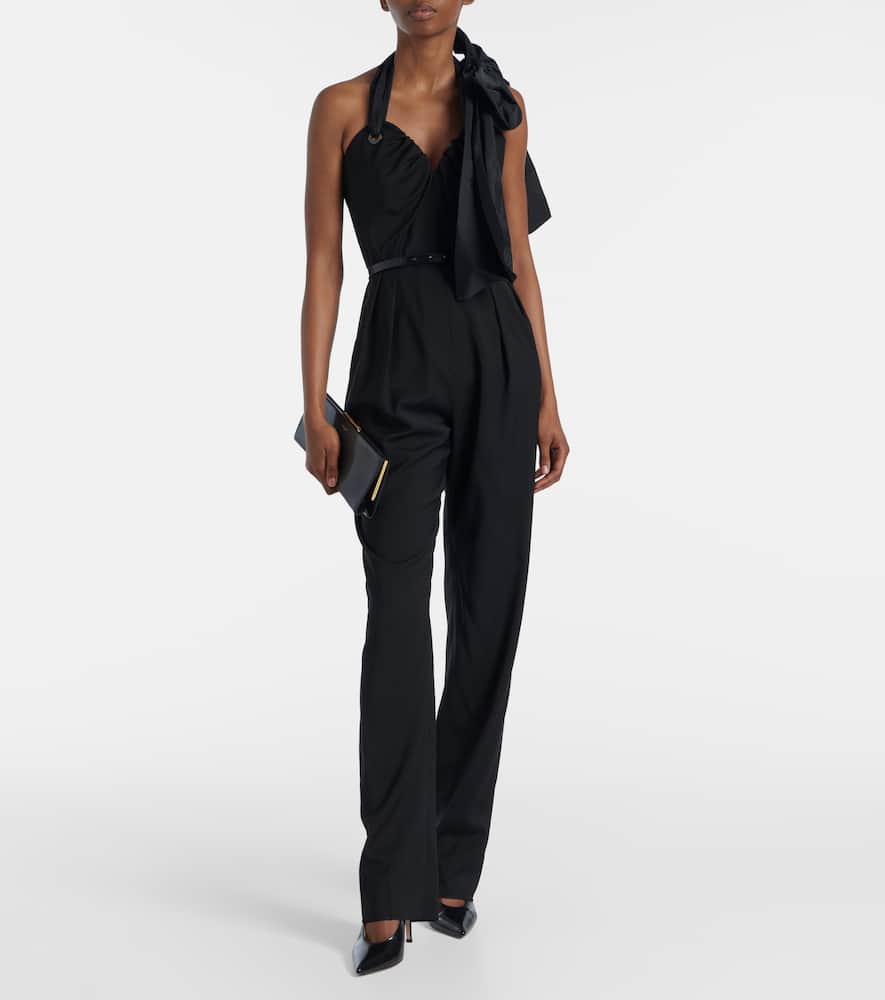 Asymmetric virgin wool jumpsuit