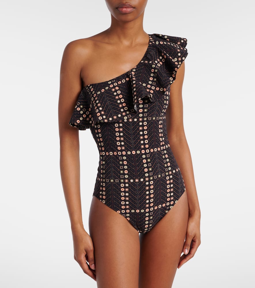 Siciliyage ruffled one-shoulder swimsuit