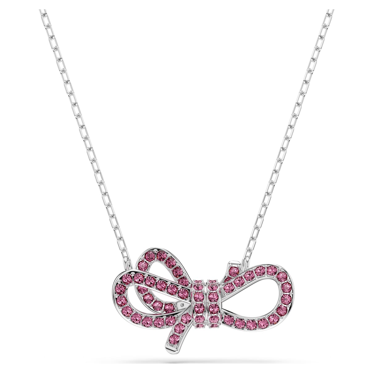 Lifelong Bow pendant, Bow, Pink, Rhodium plated