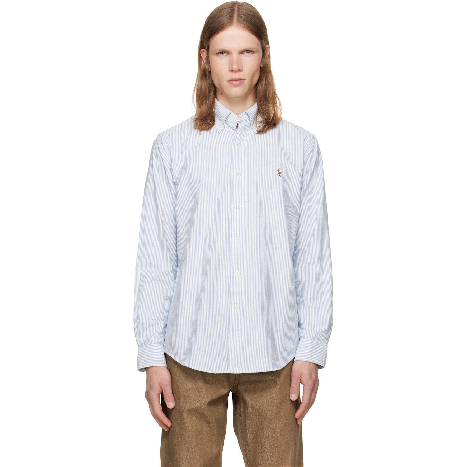 Navy & White Striped Oxford Shirt